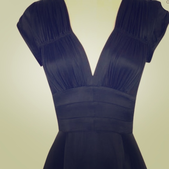 Trashy Diva 1940s Black Satin Dress NWOT Repost - Picture 2 of 7